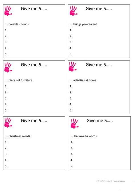 Give Me Five Game, Give Me 5 Things Game, Can You Name It Game, Name 5 Things Game Questions, Name 3 Things Game Questions, Name 3 Things Game, Name 5 Things Game, Name 5 Game, Conversation Cards For Kids