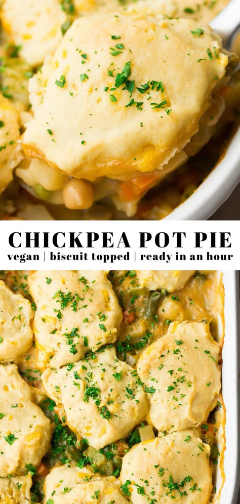 Chickpea Pot Pie, Vegan Pot Pie, Cheddar Biscuit, Pie Craft, Vegan Pot Pies, Vegan Biscuits, Vegan Cheddar, Craft Logo, Vegan Main Dishes