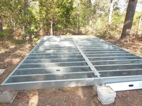 steel-framed-tiny-house-in-the-woods-001 Frame Tiny House, Tiny House In The Woods, Building A Tiny House, Houseboat, Tiny Homes, Aluminum Frame, Pallet Table, Little House, House In The Woods