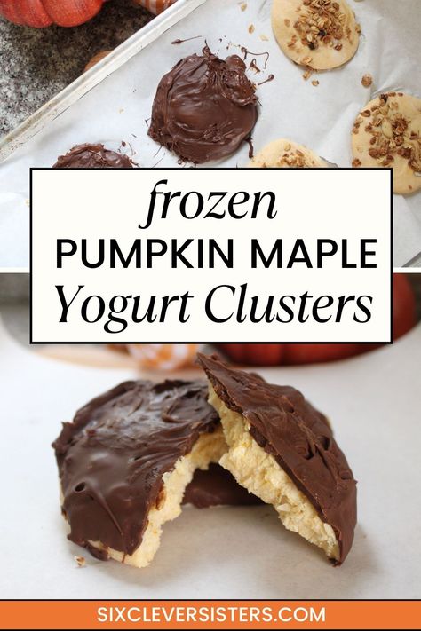 Noosa Pumpkin Yogurt Recipe, Pumpkin Pecan Frozen Yogurt, Magic Shell Pumpkin Yogurt Bites, Pumpkin Yogurt Bark, Frozen Pumpkin Yogurt Bites, Pumpkin Yogurt Bites, Frozen Greek Yogurt Dessert, Greek Yogurt Frozen Treats, Frozen Yogurt Clusters