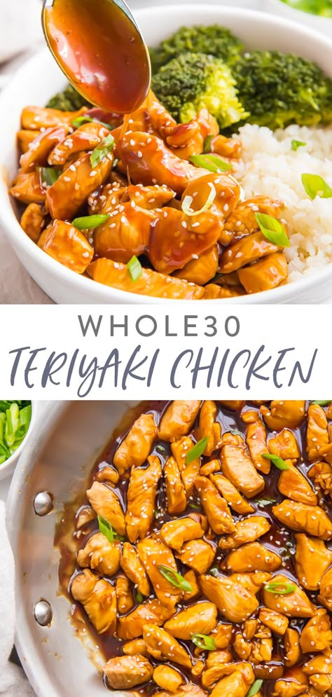 Paleo Chicken Teriyaki Recipe, Whole 30 Chinese Food, Chicken Pollo, Dinner Gluten Free, Paleo Ideas, 40 Aprons, Pollo Teriyaki, Easy Teriyaki Chicken, Whole30 Dinner