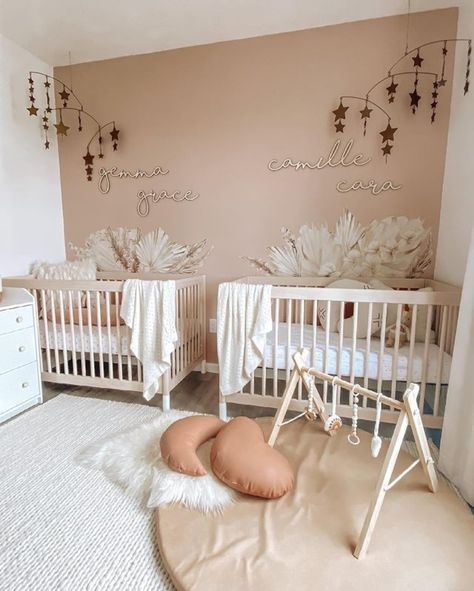 Nursery Ideas Pink, Pink Nurseries, Pink Nursery Ideas, Twin Babies Nursery, Twin Nursery Room, Pink Nursery Room, Twin Baby Rooms, Twin Girls Nursery, Modern Baby Girl