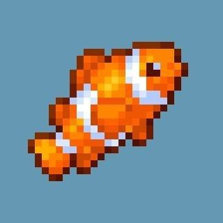 Fish Icon, Easy Pixel Art, Pixel Art Grid, Pix Art, Clownfish, Pixel Art Design, Pixel Pattern, Pixel Art Pattern, Game Character Design