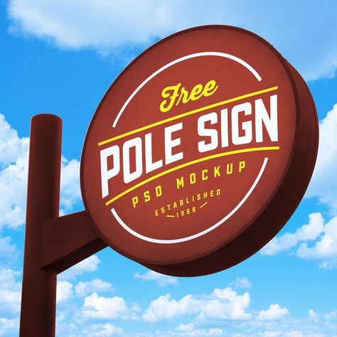 Free Round Pole Signage Mockup PSD Pole Signage, Signage Mockup, Pole Sign, Free Mockup Templates, Signage Design, Mockup Templates, Free Mockup, Mockup Psd, Free Psd