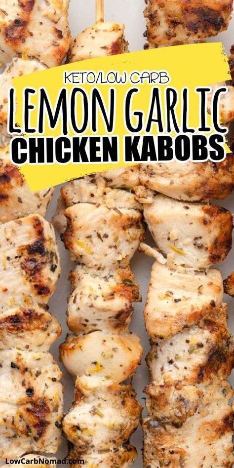 Garlic Chicken Kabobs, Easy Lemon Garlic Chicken, Lemon Garlic Chicken Marinade, Lemon Garlic Marinade, Kabobs Chicken, Kabob Marinade, Chicken Kabob Recipes, Grilled Chicken Kabobs, Garlic Marinade