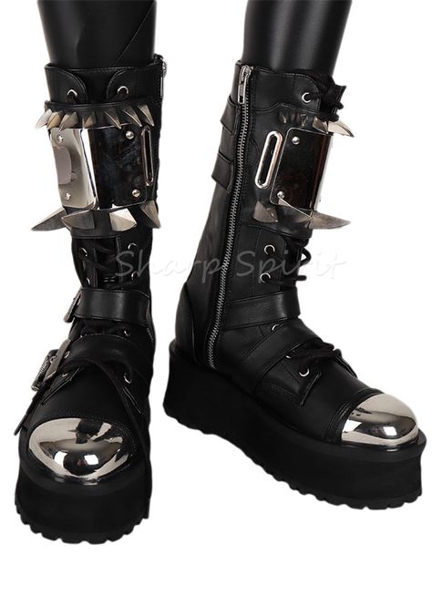 Jthm Nny, Rocker Halloween Costume, Cyberpunk Boots, Boots Steampunk, Jthm Johnny, Cybergoth Fashion, Warrior Style, Bed Stu Boots, New Rock Boots