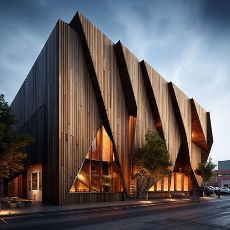 Timber Building Concept Luxury Restaurant Exterior, Modern Library Architecture, Office Building Facade Design, Library Architecture Exterior, Timber Cladding Exterior, Museum Facade, Museum Exterior, Restaurants Interior, Wood Facade