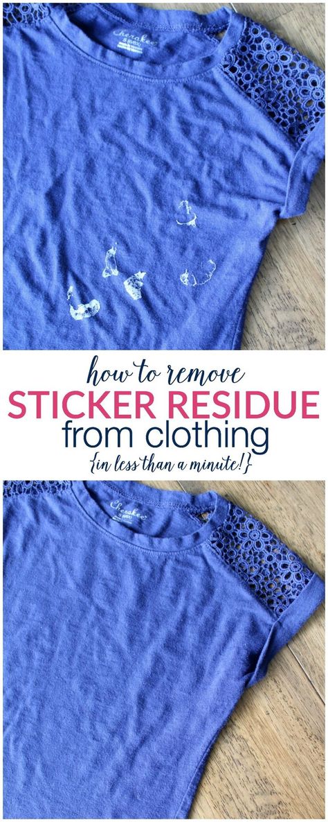 What?!? So easy and simple! How to Remove Sticker Residue from Clothing | TheTurquoiseHome.com Remove Sticker Residue, Homemade Toilet Cleaner, Clean Baking Pans, Cleaning Painted Walls, Sticker Removal, Glass Cooktop, Deep Cleaning Tips, Clean Dishwasher, Simple Life Hacks