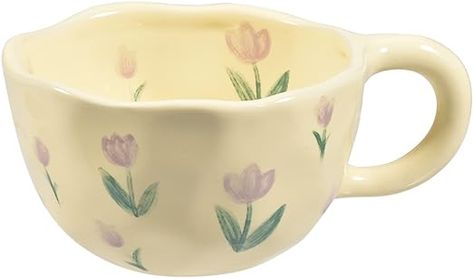 Amazon.com: Koythin Ceramic Coffee Mug, Creative Flower Cup for Office and Home, Dishwasher and Microwave Safe, 8.5 oz/250 ml for Latte Tea Milk (Purple Tulip) : Home & Kitchen Mug Crafts, Flower Cup, Cute Coffee Mugs, Purple Tulips, Morning Tea, Ceramic Coffee Cups, Ceramic Flowers, Mug Coffee, Pottery Painting