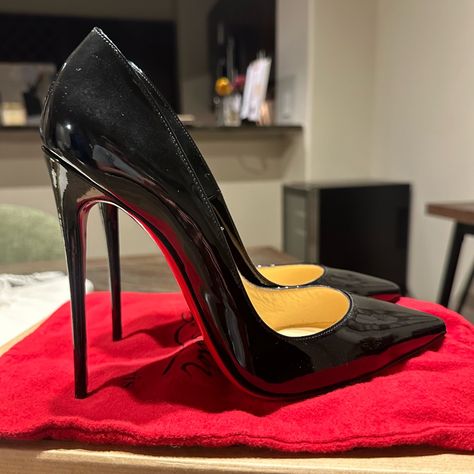 Christian Louboutin So Kate Patent Leather Stilettos. Never Worn, Still In Original Box With Shoe Bags And Heel Pad Replacements Black Louboutin Heels, So Kate Louboutin, Simple Black Heels, Leather Stilettos, Louis Vuitton Shoes Heels, Red Bottom Heels, Louboutin So Kate, Black Stiletto Heels, Fashion Shoes Heels