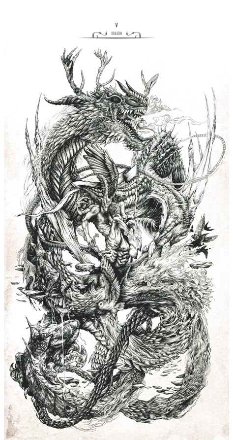 undefined Intricate Drawings, Wolf Wallpaper, White Drawing, Ink Artwork, Samurai Art, Arte Fantasy, Ink Illustrations, Dragon Art, Dragon Tattoo