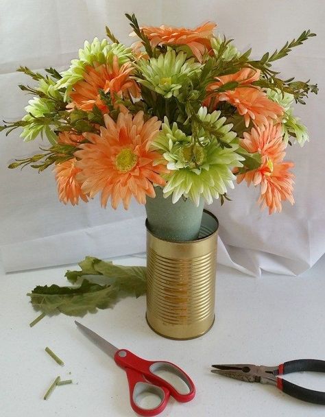 Cemetery Flower Arrangements, Flower Arrangements Diy Vase, Diy Cemetery, Cemetary Decorations, Gravesite Decorations, Cemetery Vases, Fake Flower Arrangements, Diy Floral Decor, Grave Flowers