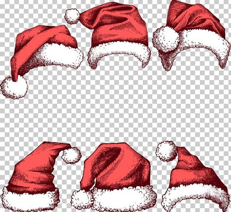 Santa Clause Hats, Merry Christmas Art Draw, Santa Hat Illustration, Christmas Hat Illustration, Christmas Hat Drawing, Eevee Christmas, Santa Hat Drawing, Christmas Vector Art, New Year Hat