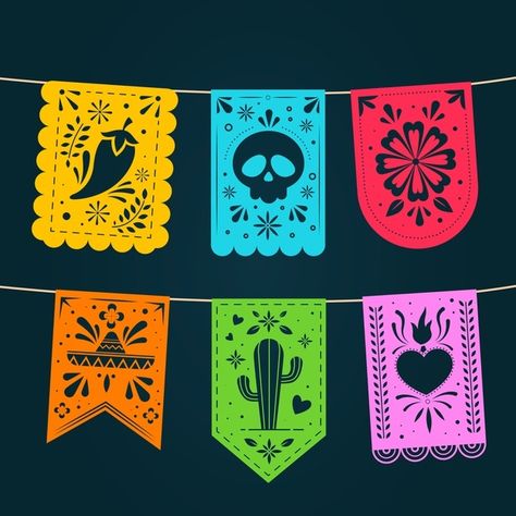 Mexican Bunting, Mexican Restaurant Decor, Den Mrtvých, Mexican Culture Art, Mexican Party Theme, Halloween Arts And Crafts, Mexican Designs, Mexican Party, Paper Crafts Origami