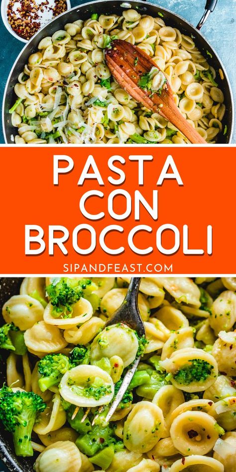 Broccoli Garlic And Oil, Garlic And Oil, Pasta Con Broccoli, Sip And Feast, Pasta With Broccoli, Broccoli Pasta Recipe, Italian Comfort Food, Best Pasta, Pasta Water