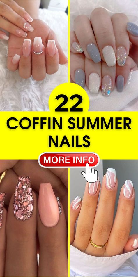 Get inspired by coffin summer nails showcasing simple designs that are both elegant and playful. Perfect for any nail type, these ideas fuse pink, blue, and white into a harmonious palette. Whether short, medium, or long, they encapsulate the mood of summer with a nod to designs 2024. Summer Pastel Nails, Coffin Summer Nails, Nails Basic, Pastel Nails Designs, Short Almond Nails, Peach Nails, Cotton Candy Colors, Classy Nail Designs, Nails Green