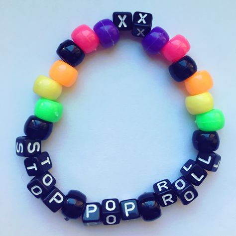 Stop Pop Roll Kandi festivals edc insomniac plur Rave Kandi Bracelets, Rave Kandi Ideas, Rave Candy, Rave Bracelets, Pulseras Kandi, Rave Kandi, Rave Outfits Edc, Rave Ideas, Diy Kandi Bracelets