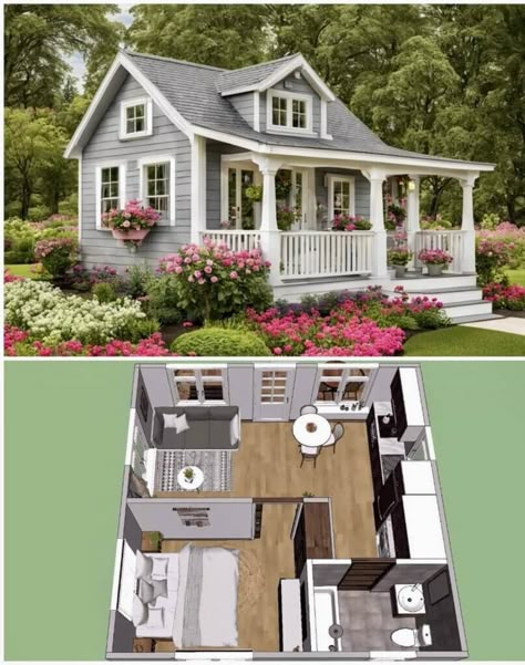 Floor Plans to Turn Tiny Houses into Havens Mini House Plans, Wohne Im Tiny House, House On A Budget, Cottage Floor Plans, Shed To Tiny House, Homes Ideas, Tiny House Nation, Sims 4 House Plans, Tiny House Layout