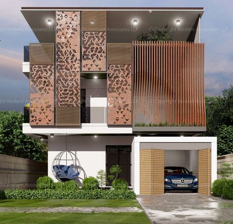 Designer Living Rooms, Front Building Design, Jaali Design, Room Designer, House Outer Design, Facade Architecture Design, Modern Villa Design, Living Room Design Ideas, Modern House Facades