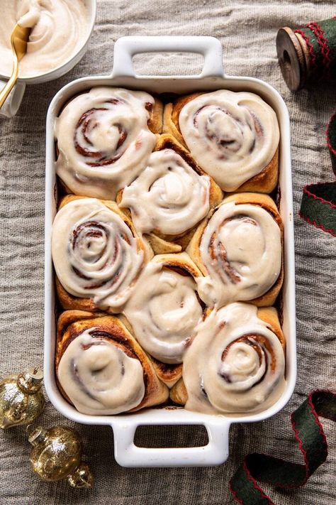 Easy Gingerbread Brioche Cinnamon Rolls | halfbakedharvest.com #cinnamonrolls #gingerbread Brioche Cinnamon Rolls, Brown Butter Frosting, Half Baked Harvest Recipes, Easy Gingerbread, Breakfast Rolls, French 75, Holiday Favorite Recipes, Harvest Recipes, Butter Frosting