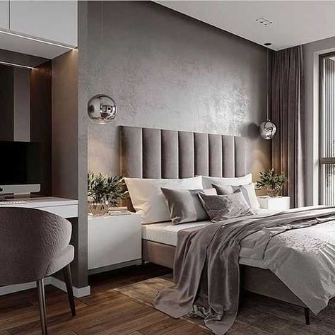 Soft Headboard, Minimalist Bedroom Decor, Luxury Bedroom Furniture, Design Bed, Luxury Bedroom Design, Luxury Bedroom Master, Bilik Tidur, Bedroom Bed Design, غرفة ملابس