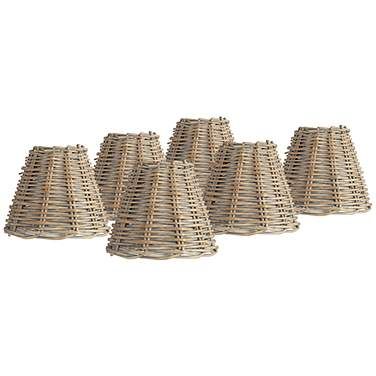 Springcrest Natural Wicker Chandelier Lamp Shades 3x6x5 (Clip-On) Set of 6 Chandelier Lamp Shades, Wicker Lamp Shade, Coastal Style Decorating, Rattan Chandelier, Lampshade Chandelier, Organic Style, Empire Style, Chandelier Shades, Chandelier Lamp