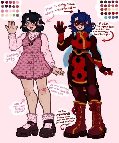 Ladybug And Cat Noir Redesign, Miraculous Ladybug Designs, Mlb Ladybug Redesign, Cat Noir Redesign, Miraculous Ladybug Redesign, Mlb Redesign, Marinette Redesign, Ladybug And Cat Noir Comic, Felix And Bridgette