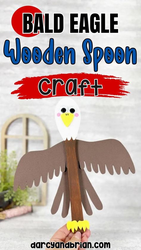 Engage your kids in crafting their very own wooden spoon bald eagle with this simple yet delightful project. Ideal for fostering creativity, it celebrates the bald eagle as a symbol of freedom, blending art with learning. With easy-to-follow steps and basic materials, children enhance their fine motor skills and gain an appreciation for wildlife. Perfect for patriotic celebrations, educational projects, or simply a fun afternoon activity. Eagle Crafts For Kids, Bald Eagle Craft, Diy 4th Of July Crafts, Cute Eagle, Eagle Craft, Wooden Spoon Crafts, Spoon Craft, July Decoration, Yellow Crafts