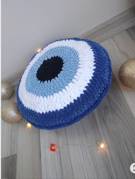 Evil Eye Bedroom, Evil Eye Room Decor, Crochet Evil Eye Pillow, Evil Eye Crochet, Crochet Evil Eye, Evil Eye Pillow, Massage Office, Evil Eye Hand, Blue Pillows Decorative