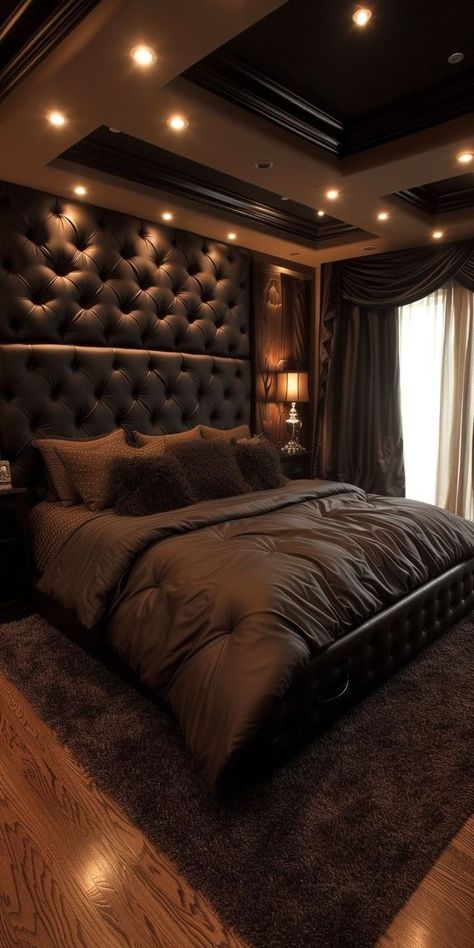 Chocolate Brown Bedrooms, Hotel Bedroom Design, Guest Bedroom Design, Luxury Room Bedroom, Bedroom Interior Design Luxury, Luxury Bedroom Design, Dream Apartment Decor, Brown Bedroom, Black Bedroom