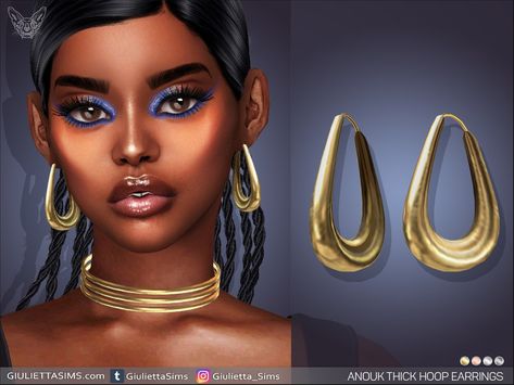 The Sims Resource - Anouk Thick Hoop Earrings Cc Jewelry, Cc Accessories, The Sims 4 Skin, Sims 4 Game Mods, Thick Hoop Earrings, Bunny Earrings, Chunky Earrings, Sims 1, Sims 4 Game