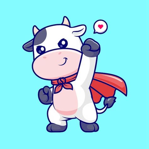 Catalyststuff | Freepik Baby Cow Drawing, Cow Cartoon Drawing, Super Hero Cartoon, Cow Character, Super Cow, Cow Cartoon, Cow Illustration, Cartoon Expression, Cow Drawing