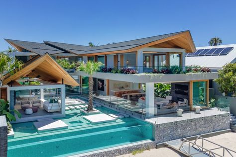 MODERN THAI HOUSE - Chris Clout Design Modern Thai House, Bamboo House Bali, Chris Clout, Thai House Design, Industrial House Exterior, Home Automation Project, Small House Blueprints, Dream Villa, Modern Tropical House