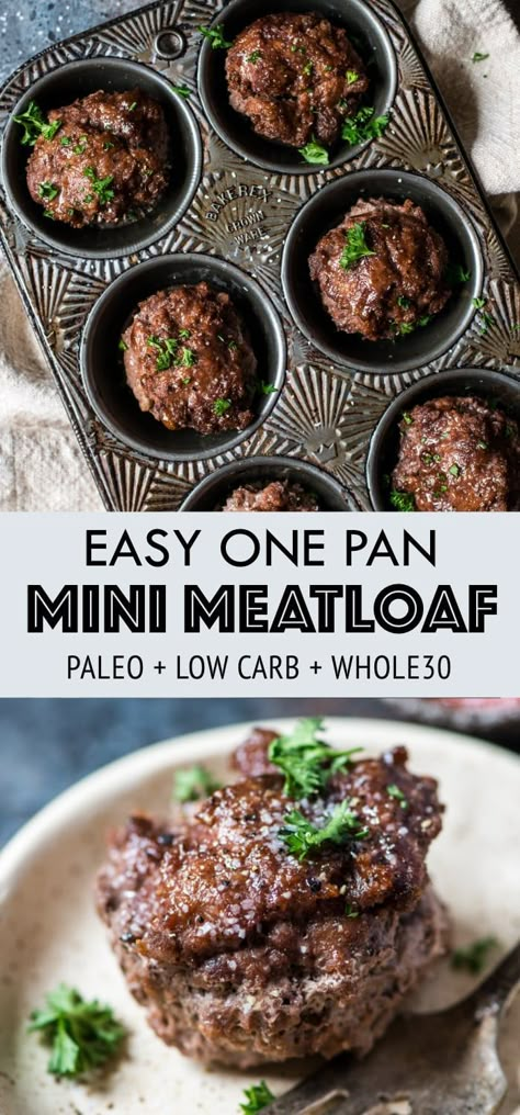 Paleo Mini Meatloaf Recipes, Whole 30 Meatloaf Recipe, Whole 30 Meatloaf, Easy Mini Meatloaf Recipe, Easy Mini Meatloaf, Grain Free Meatloaf, Meatloaf Mini, Mini Meatloaf Recipes, Paleo Meatloaf