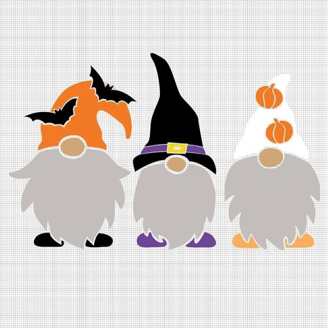 Sarah on Instagram: “Spooky gnomes SVG just in time for your #halloween craft projects. What spooky things are you making?” Halloween Gnomes Drawings, Halloween Gnomes Svg, Fall Gnomes Svg, Halloween Gnomes Painting, Halloween Gnome Painting, Vinyl On Wood, Gnome Paint, Fall Gnomes, Halloween Gnomes