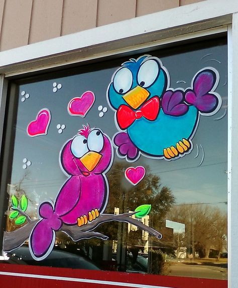 Valentines Day – Window Painter Chick Window Painting Ideas Spring, Spring Window Painting Ideas Easy, Window Wall Painting Ideas, Valentine Window Painting Ideas, Window Decoration Ideas For School, Valentine’s Day Window Painting, Valentines Day Window Art, Valentine Window Painting, Valentines Window Art