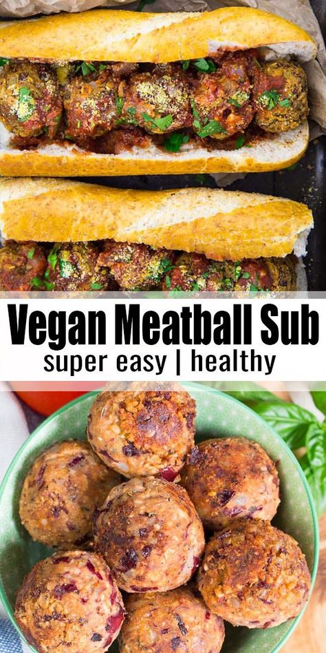 Vegan Sandwich Recipes, Meatball Sub, Vegan Dinner Recipes Easy, Vegan Meatballs, Meatball Subs, Easy Vegan Dinner, Vegan Burgers, Vegan Sandwich, Idee Pasto Sano