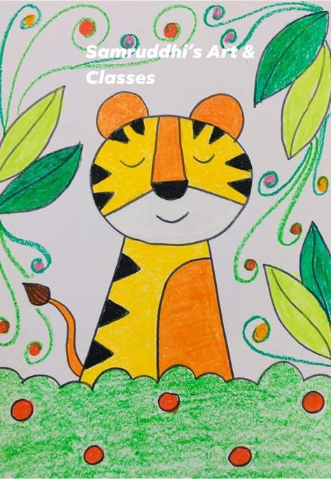 Drawing For Class 5 Students, Drawing For Class 2 Students, Tiger Drawing For Kids, Easy Tiger Drawing, Sunflower Drawing Easy, Easy Drawing Ideas For Beginners, Basic Drawing For Kids, Drawing Pictures For Kids, Drawing Still Life