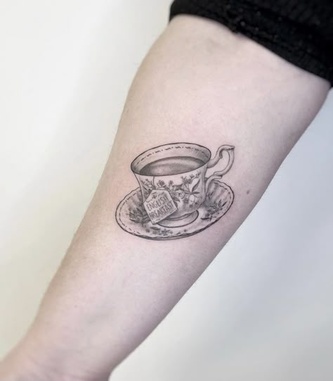 Cup Of Tea Tattoo, Ambition Tattoo, Teapot Tattoo, Tea Tattoo, Teacup Tattoo, Cup Tattoo, Mystical Tattoos, Bestie Tattoo, Lavender Tattoo