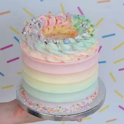 Tie Dye Birthday Party, Pastel Rainbow Cake, Tie Dye Birthday, 30 Cake, Rainbow Parties, Cupcake Cake Designs, Dino Birthday Party, Ombre Cake, 40th Birthday Cakes