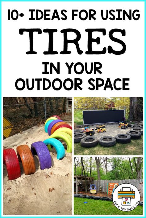 Tyre Ideas Eyfs, Pre K Playground Ideas, Diy Tire Playground Ideas, Repurpose Tires Diy Projects, Tyre Playground, Tyre Ideas For Kids, Diy Playground Ideas, Repurpose Tires, Tyre Craft