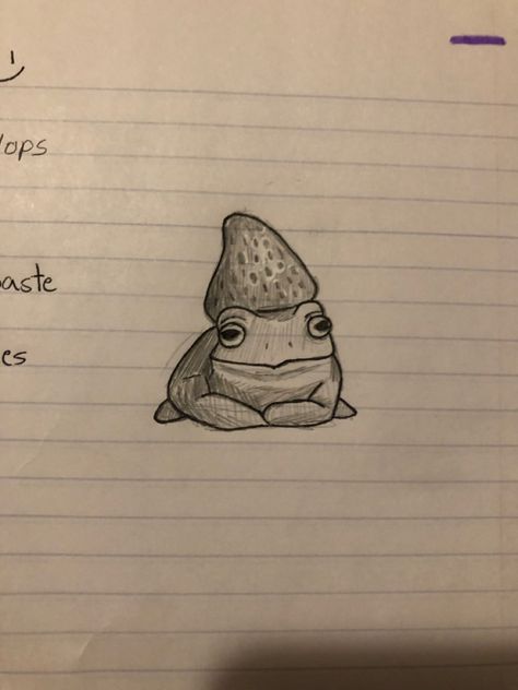 Frogs Sketch, Frog Cute Sketch, Sketch Frog, Drawing Ideas Frogs, Small Frog Drawing, Frog Sketches, Frog Drawing Tutorial, How To Draw A Strawberry, Drawing Strawberry