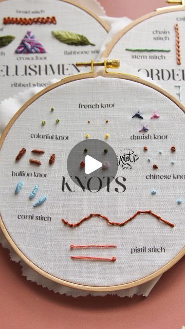 Jaycee Afuvai on Instagram: "Which one is your favorite? Personally I love some yarn and thick textures on my hoops!🥰 * Tap for your reminder of these stitchcraft samplers, to be released tomorrow at 11AM MDT!!🎉🎉🎉 * * * #embroiderytutorial #embroiderybeginner #embroideryreel #embroiderylove #beginnerembroidery #embroiderylessons #learnembroidery #stitchingtutorial #embroiderytips #embroideryart #handembroidery #embroiderydesigns #DIYembroidery #embroideryforbeginners #embroiderylearning #embroiderydemo" Colonial Knot Embroidery, Colonial Knot, Knot Embroidery, Embroidery Lessons, Learn Embroidery, French Knot, Embroidery For Beginners, Embroidery Tutorials, Diy Embroidery