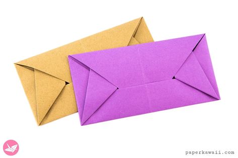 This origami envelope designed by Simon Andersen is super easy to make. This origami letterfold will only take you about 2 minutes or less to make. Make from 1 sheet of rectangular or square paper. Origami Envelope Easy, Envelope Origami, Dragon Origami, Origami Letter, Paper Kawaii, Envelope Tutorial, Letter Folding, Origami Star Box, Origami Ball