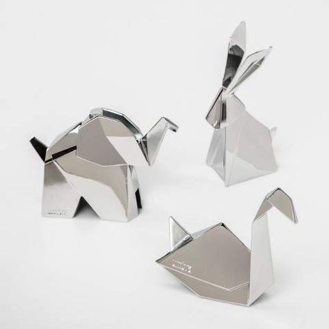 Umbra 3pk Origami Ring Holder Stand Chrome Origami Garden, Modern Origami, Bird Origami, Origami Ring, Metal Sheet Design, Mini Soccer, How To Clean Gold, Jewellery Holder, Clean Gold Jewelry