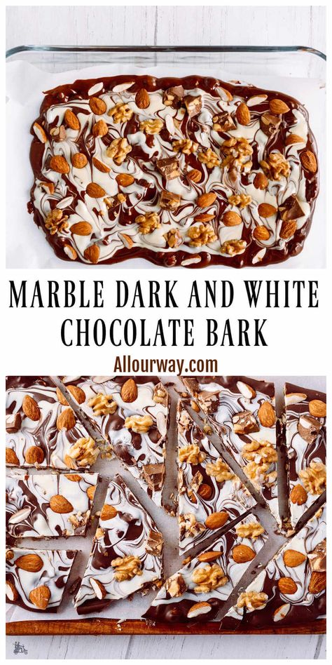 White Chocolate Almond Bark, Recipe With Almonds, Almond Bark Recipes, Nutella Chocolate Chip Cookies, Holiday Candy Recipes, Bark Recipes, Marble Chocolate, Healthy Chocolate Recipes, White Chocolate Bark