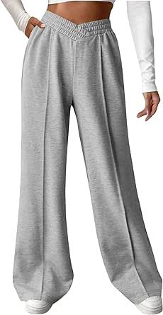 niyokki Womens Grey Sweatpants Crossover Wide Leg Long Pants Casual Baggy Flare Sweat Pants Low Rise Sweats(V-Sweatpants-Gray-S) Flare Sweat Pants, Flare Sweats, Low Rise Sweatpants, Sweatpants Wide Leg, Pants Low Rise, Long Pants Casual, Baggy Sweatpants, Wide Leg Sweatpants, Grey Sweatpants