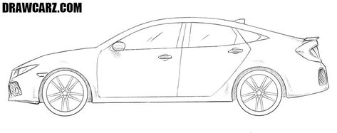 How to Draw a Honda Civic Gtr Drawing, Civic G10, Car Drawing Easy, Quarantine Activities, Civic Car, Car Facts, Start Painting, Cute Panda Wallpaper