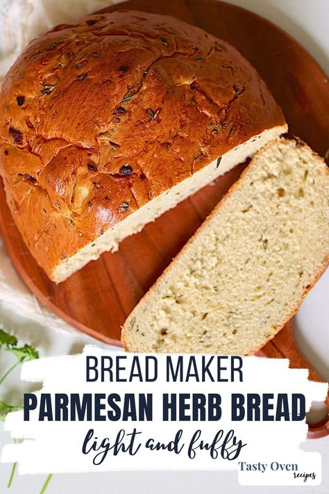 This Bread Machine Herb Bread recipe turns out light, fluffy and flavorful. It's full of vibrant herbs and sweet caramelized onions and garlic. Bake it in your bread maker or in the oven! Cheddar Herb Bread Machine, Bread Machine Rosemary Garlic Bread, Garlic Parmesan Bread Machine, Bread Machine Herb Bread, Bread Machine Garlic Bread Recipe, Bread Machine Garlic Bread, Rosemary Garlic Bread Recipe, Herb Bread Recipe, Rosemary Garlic Bread