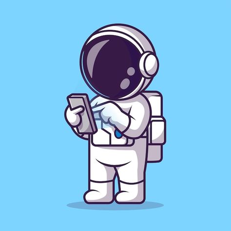 Phone Cartoon, Illustration Science, Funny Images With Quotes, Cute Astronaut, Vector Icons Illustration, Sport Illustration, Technology Icon, Mascot Design, Science Technology